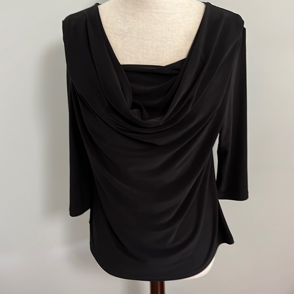 Simpli Draped Neck Stretch Jersey Top